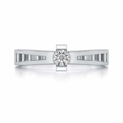 Wondrous Solitaire Silver Ring - White Gold - Image 4