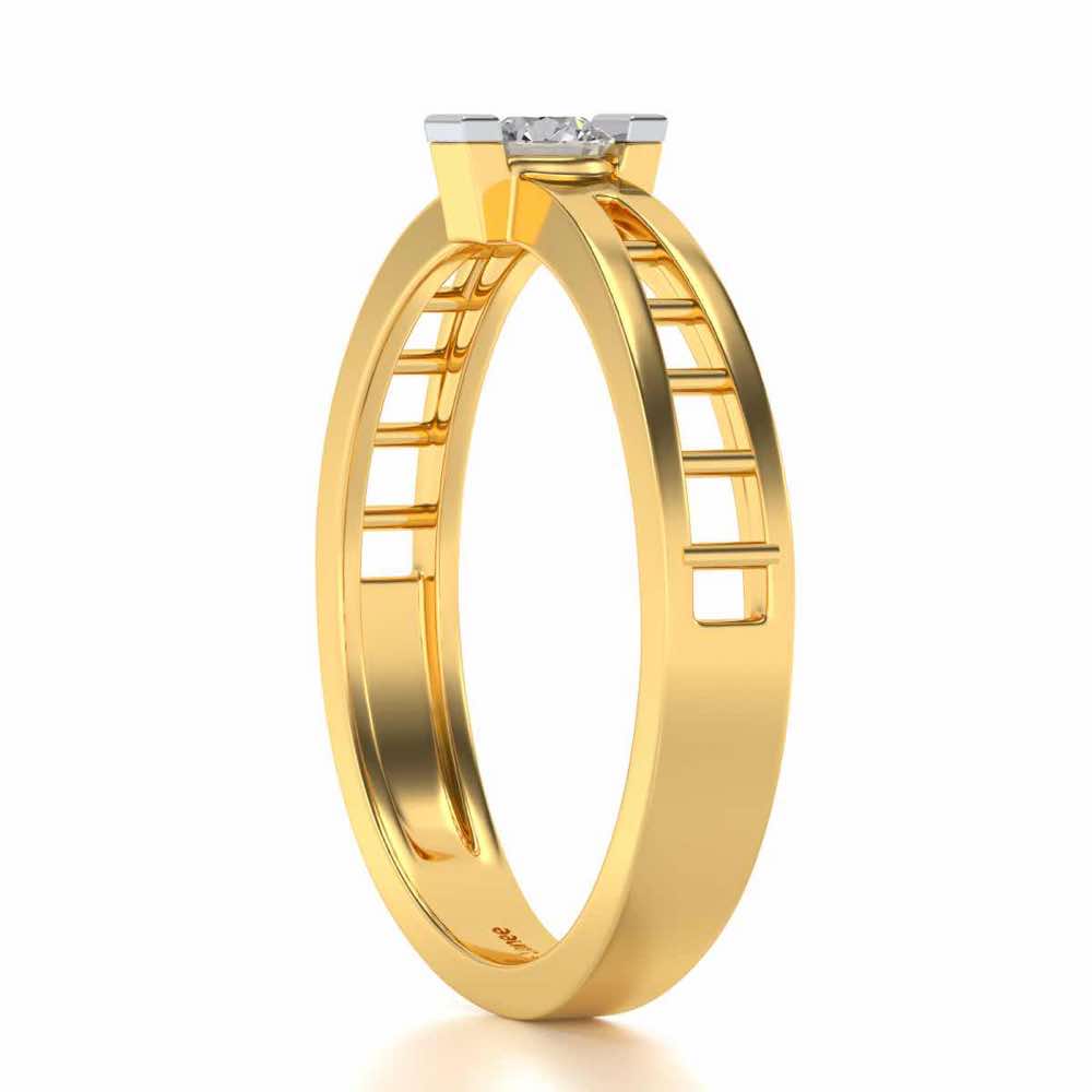 Wondrous Solitaire Silver Ring - Yellow Gold - Image 3