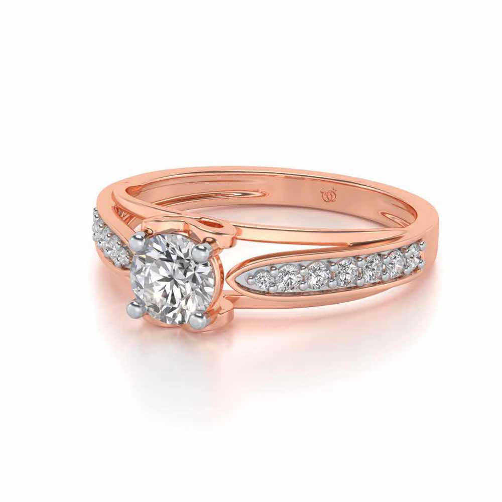 Wow Solitaire Silver Ring - Rose Gold - Image 2