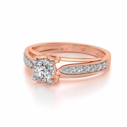 Wow Solitaire Silver Ring - Rose Gold - Image 2