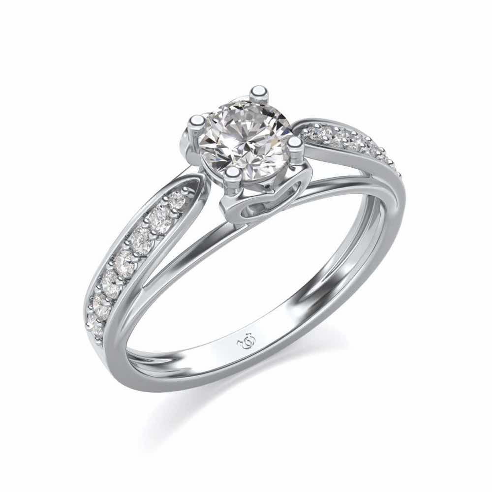 Wow Solitaire Silver Ring - White Gold - Image 1