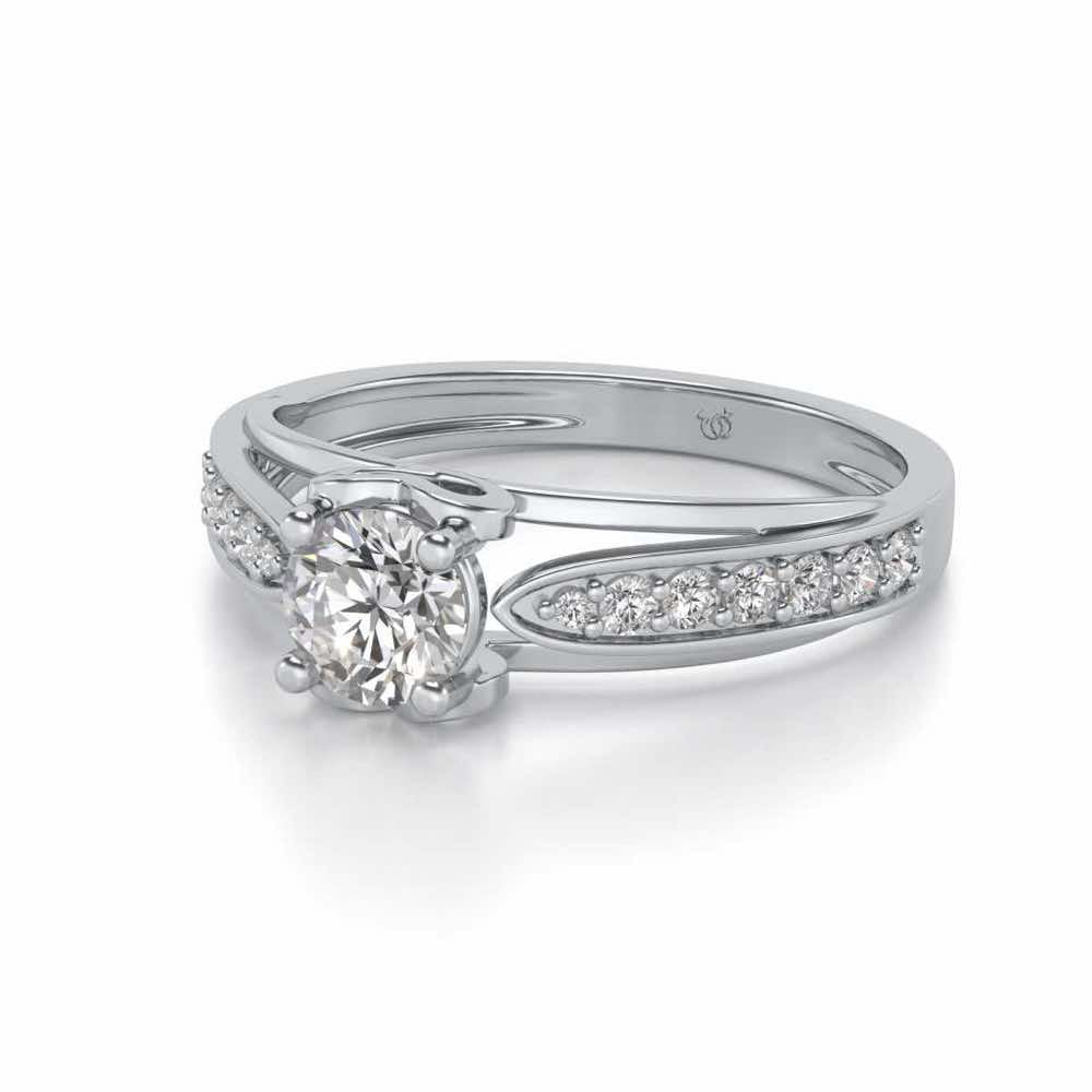Wow Solitaire Silver Ring - White Gold - Image 2