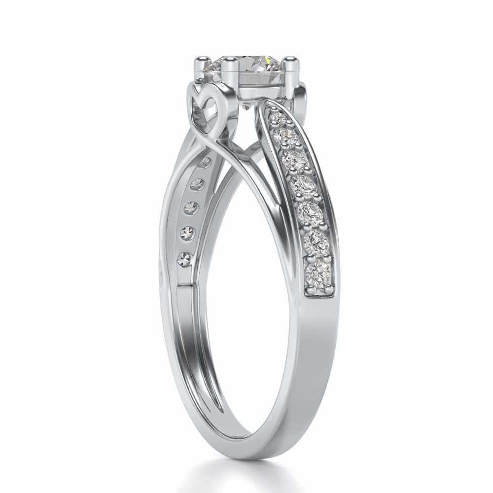 Wow Solitaire Silver Ring - White Gold - Image 3