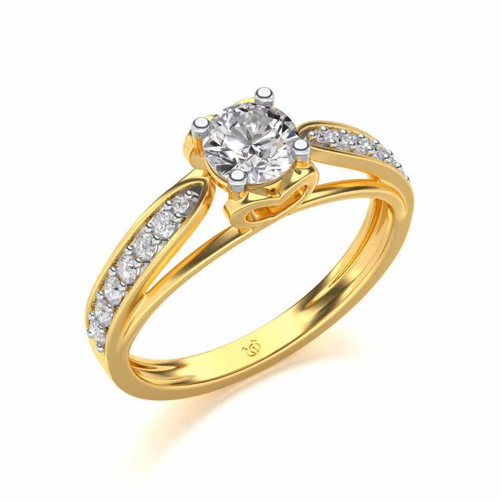 Wow Solitaire Silver Ring - Yellow Gold - Image 1