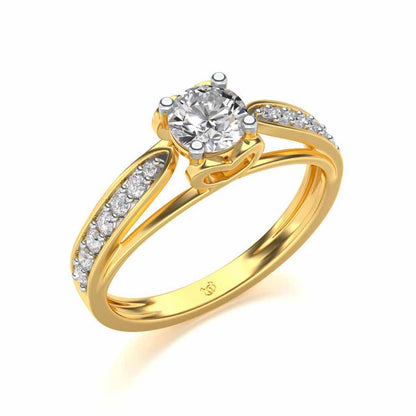 Wow Solitaire Silver Ring - Yellow Gold - Image 1