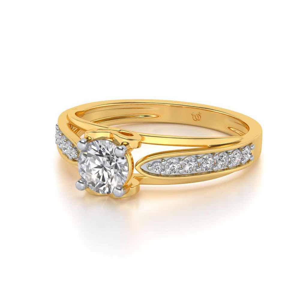 Wow Solitaire Silver Ring - Yellow Gold - Image 2
