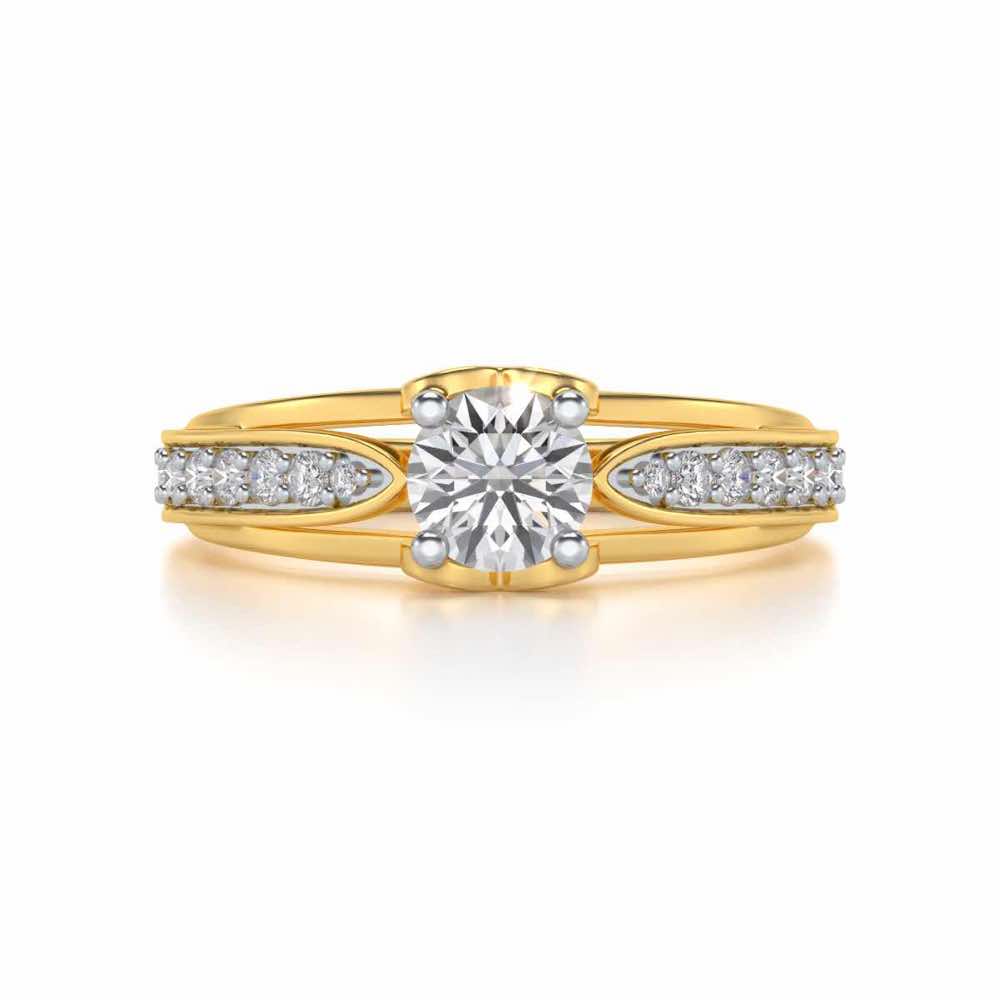 Wow Solitaire Silver Ring - Yellow Gold - Image 4