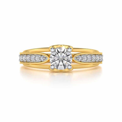 Wow Solitaire Silver Ring - Yellow Gold - Image 4