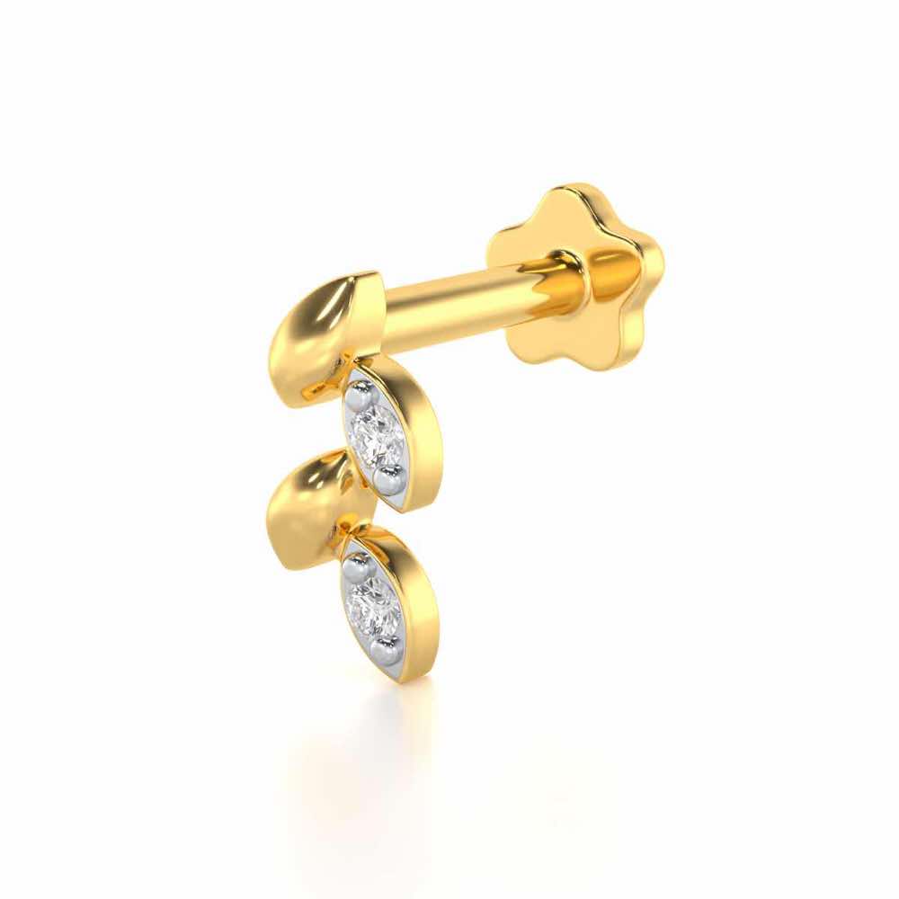 Wow Vein Silver Nosepin - Yellow Gold - Image 2