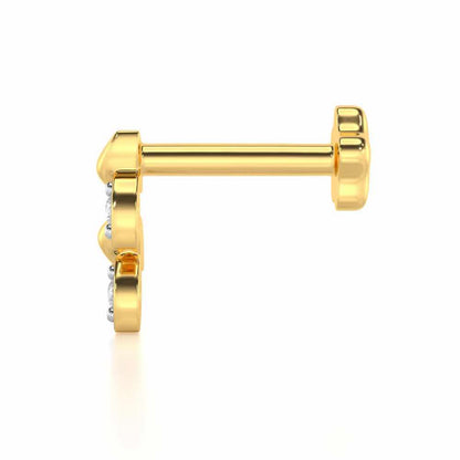 Wow Vein Silver Nosepin - Yellow Gold - Image 3