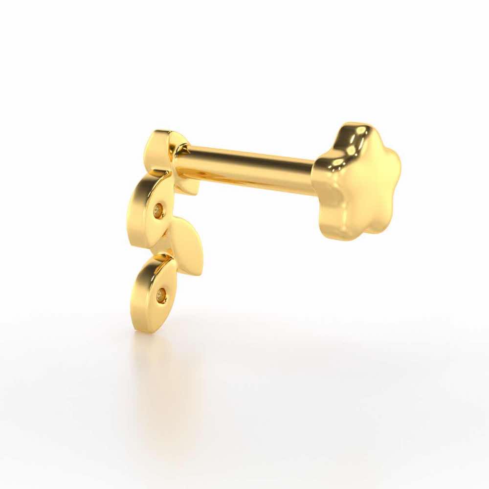 Wow Vein Silver Nosepin - Yellow Gold - Image 4