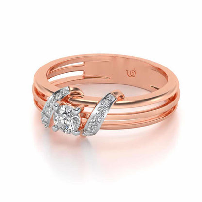 Wrap around Solitaire Silver Ring - Rose Gold - Image 2