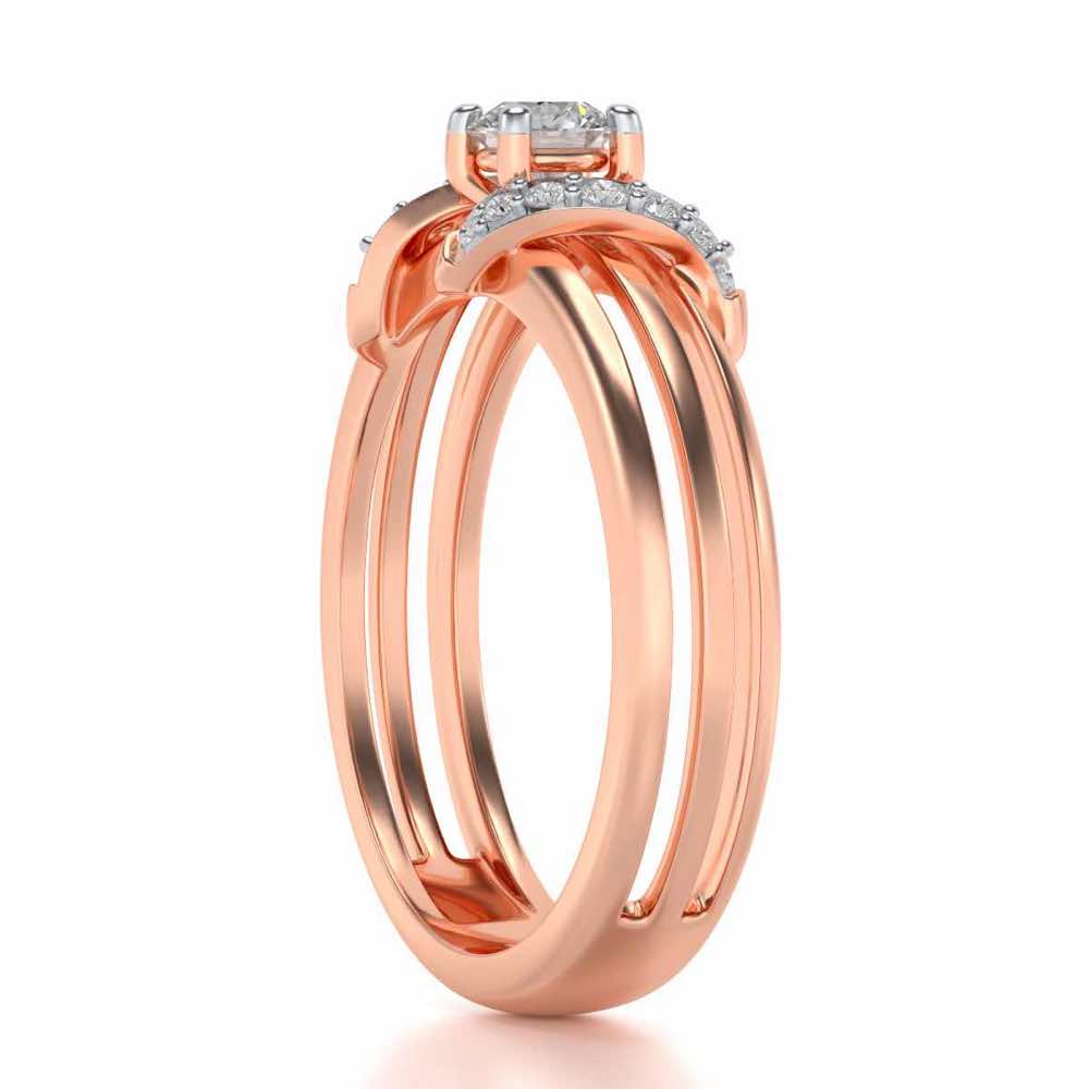 Wrap around Solitaire Silver Ring - Rose Gold - Image 3