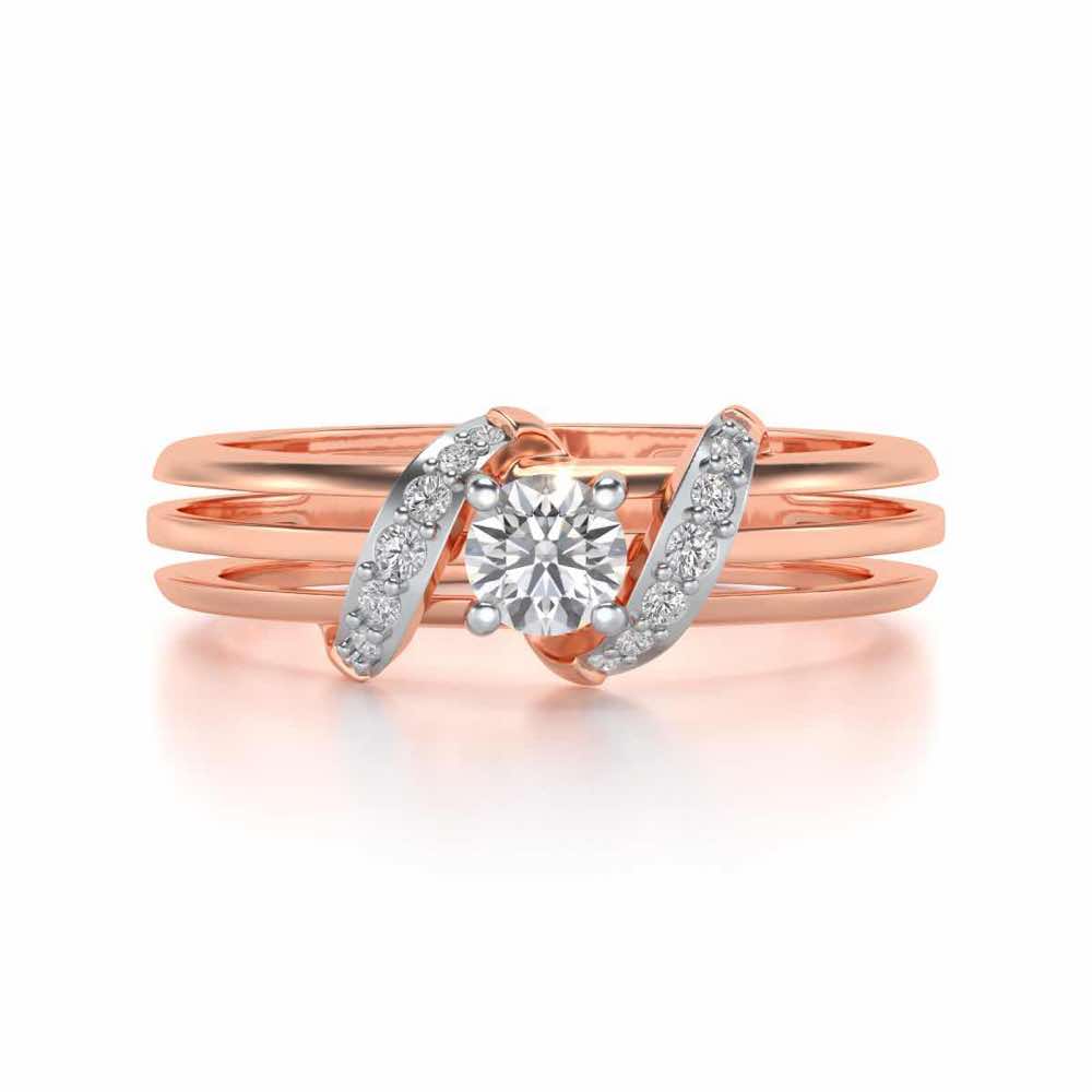 Wrap around Solitaire Silver Ring - Rose Gold - Image 4
