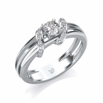 Wrap around Solitaire Silver Ring - White Gold - Image 1