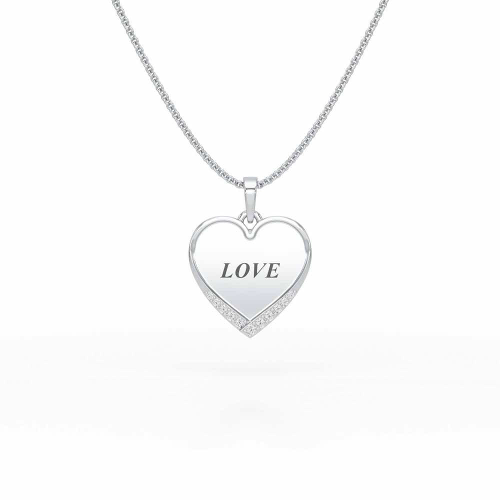 Written On Heart Silver Pendant - White Gold - Image 1