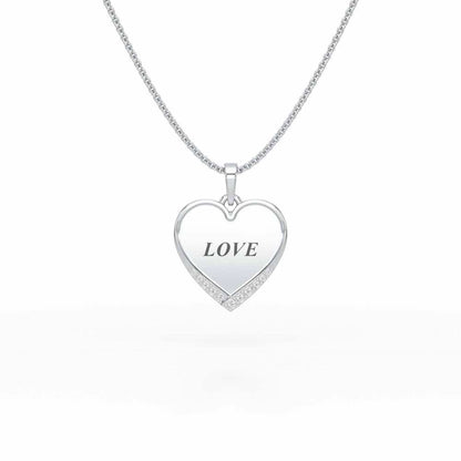 Written On Heart Silver Pendant - White Gold - Image 1