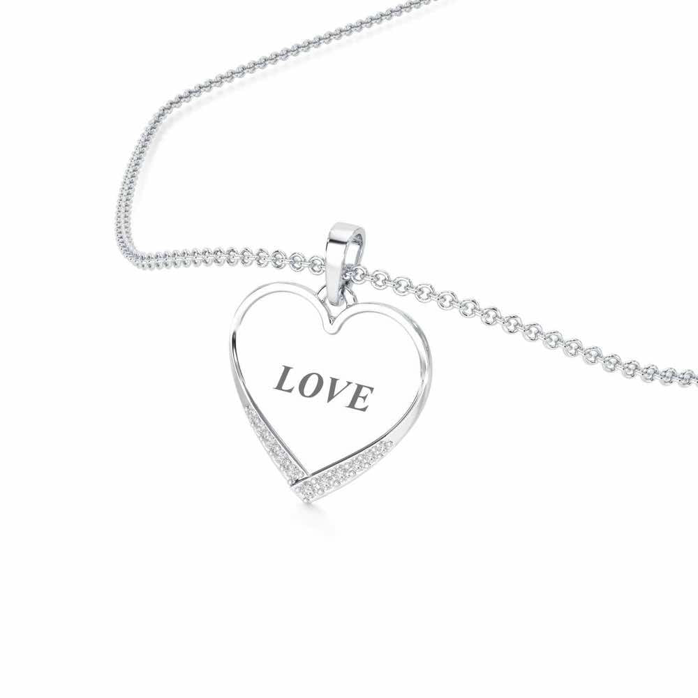 Written On Heart Silver Pendant - White Gold - Image 2