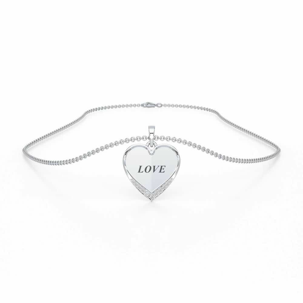 Written On Heart Silver Pendant - White Gold - Image 3