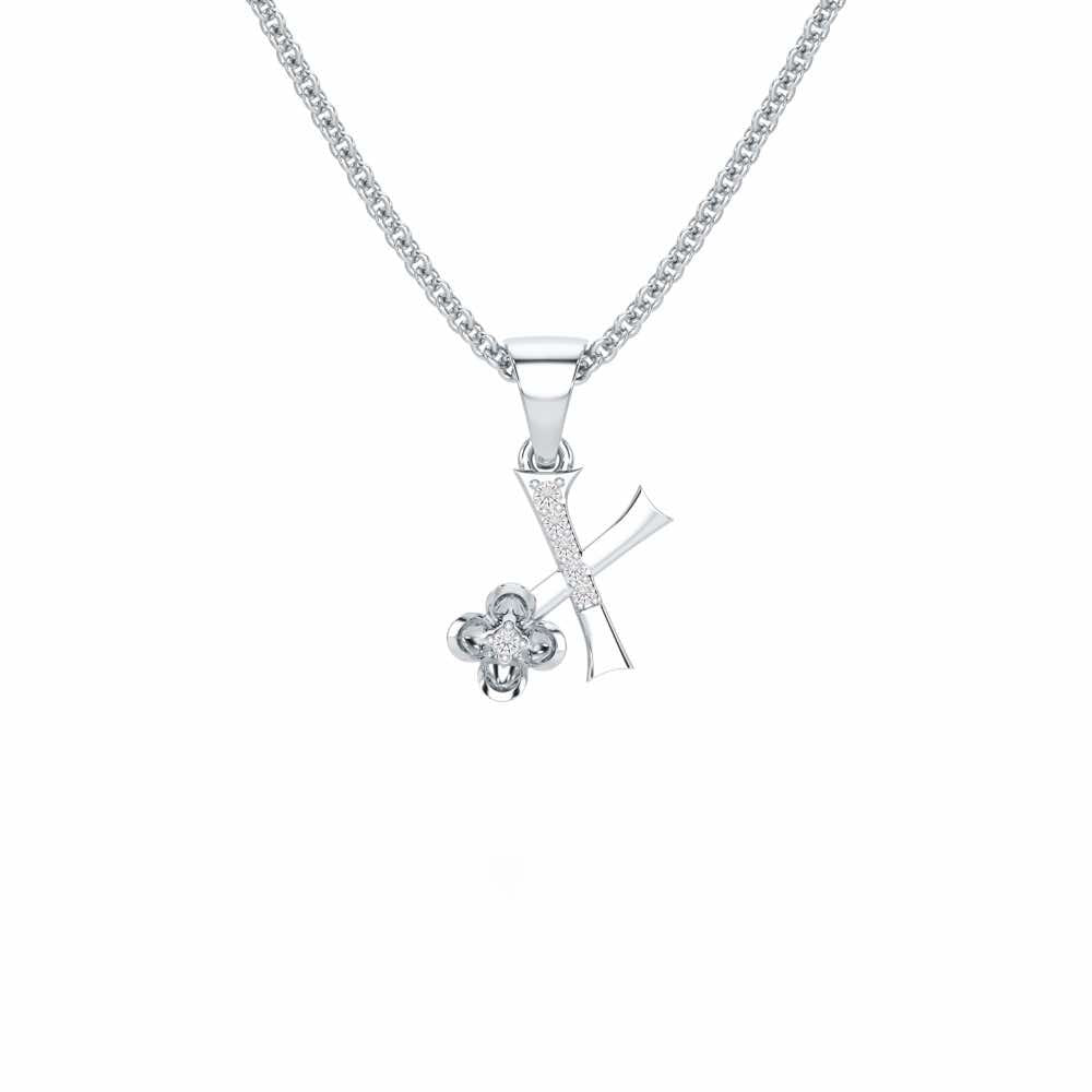 X-Glint Silver Pendant - White Gold - Image 1