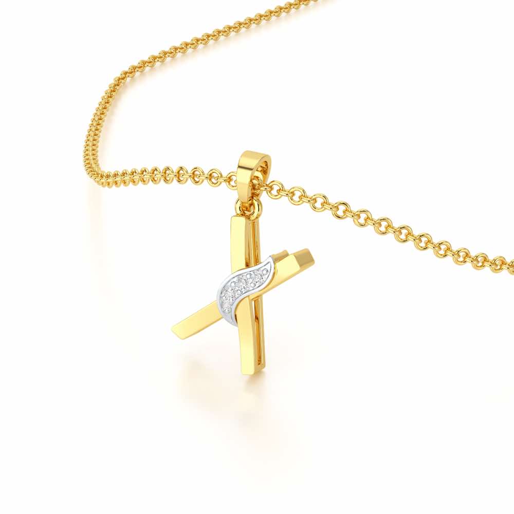 X-Spark Silver Pendant - Yellow Gold - Image 2
