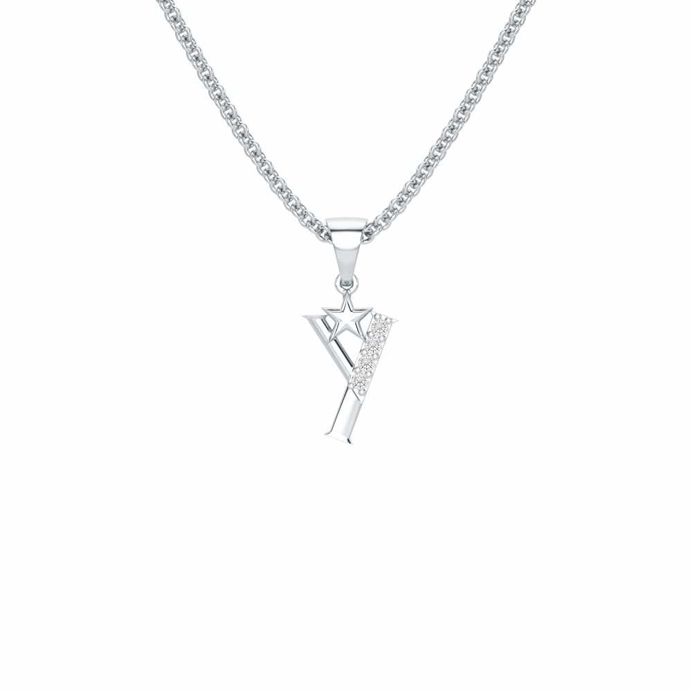 Y-Glint Silver Pendant - White Gold - Image 1