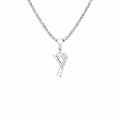 Y-Glint Silver Pendant - White Gold - Image 1