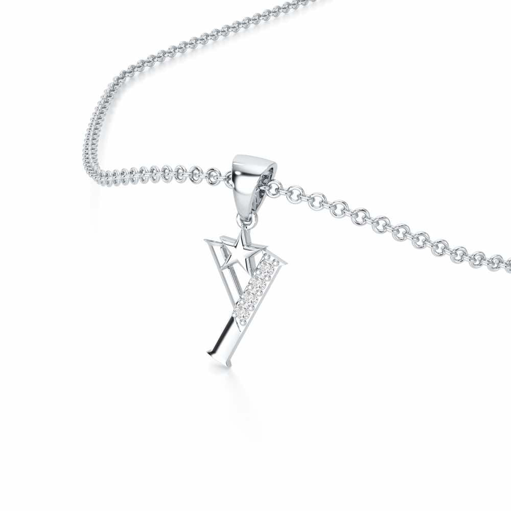 Y-Glint Silver Pendant - White Gold - Image 2