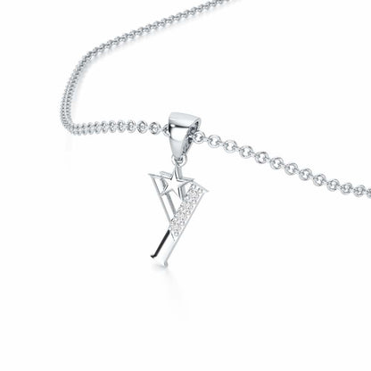 Y-Glint Silver Pendant - White Gold - Image 2