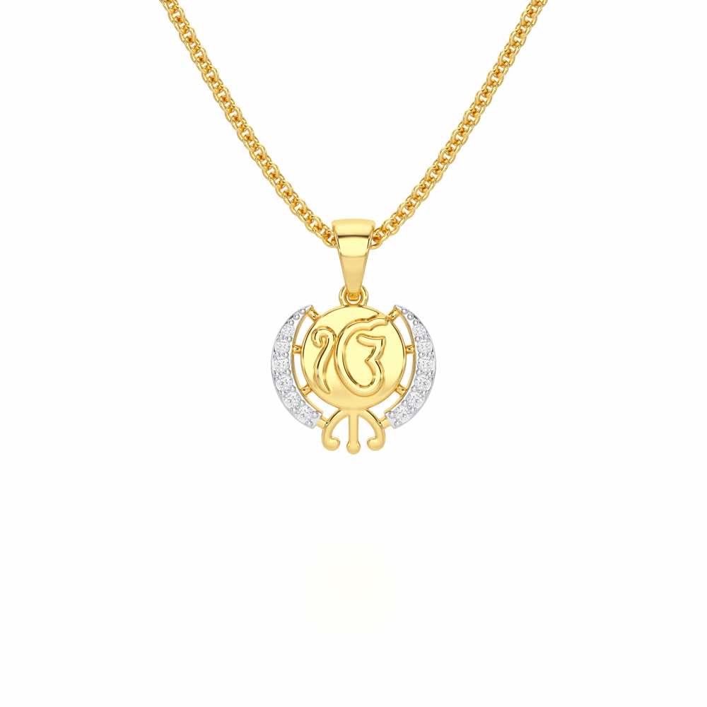 Onkar Grace Silver Pendant - Yellow Gold - Image 1