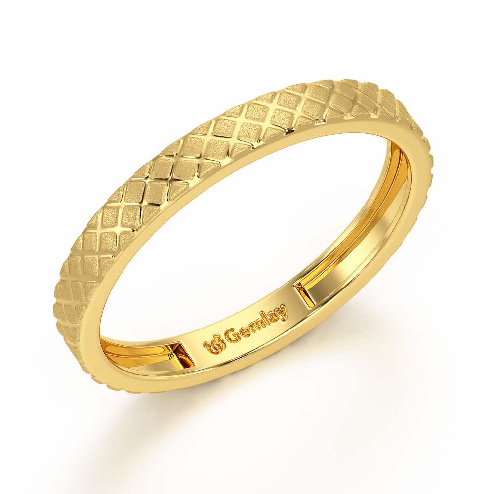 Etched Cross Silver Ring - Yellow Gold - Image 1