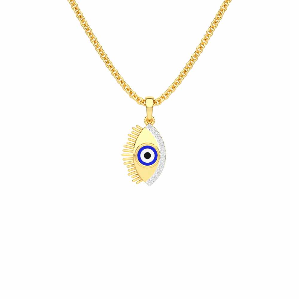 Blue Eye Silver Pendant - Yellow Gold - Image 1