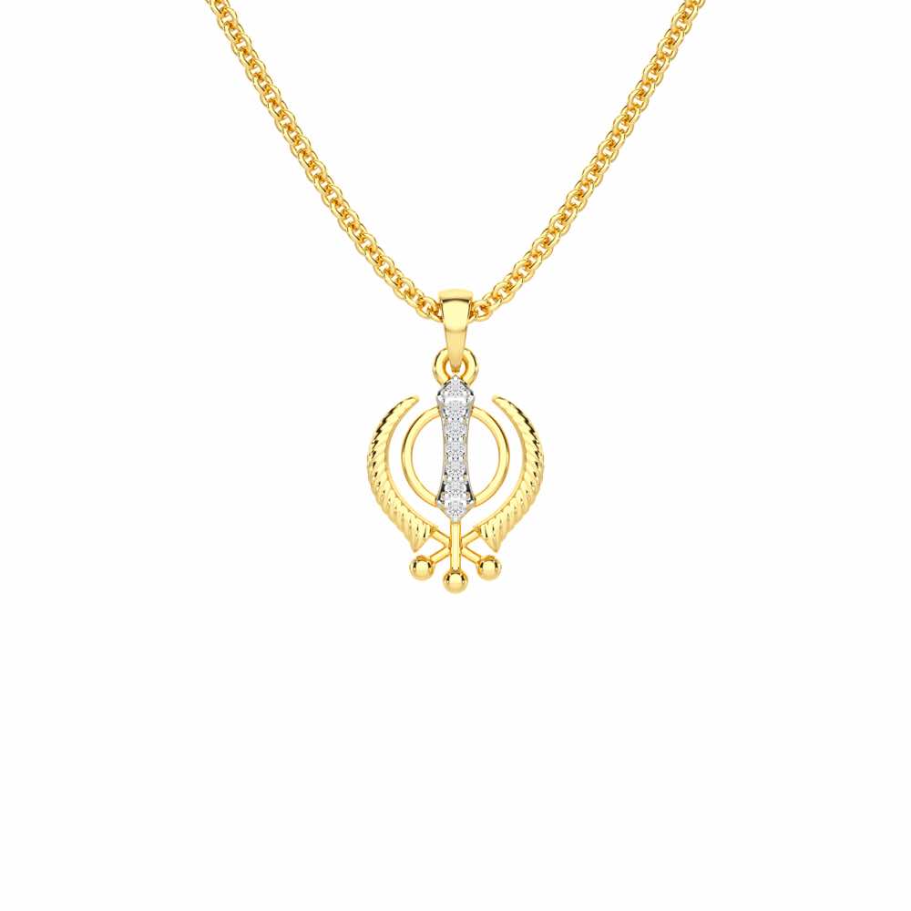 Khalsa Pure Silver Pendant - Yellow Gold - Image 1
