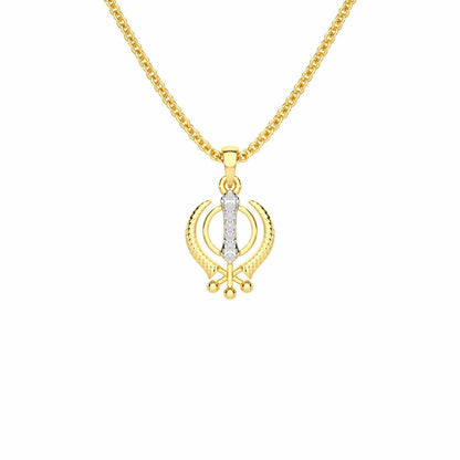 Khalsa Pure Silver Pendant - Yellow Gold - Image 1
