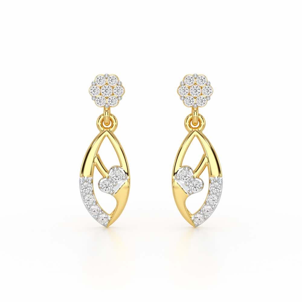 Flawless Epitome Dangler Silver Earrings - Yellow Gold - Image 1
