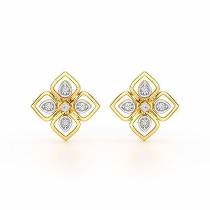 Bettie Flowers Silver Earring Studs - Yellow Gold - Image 1