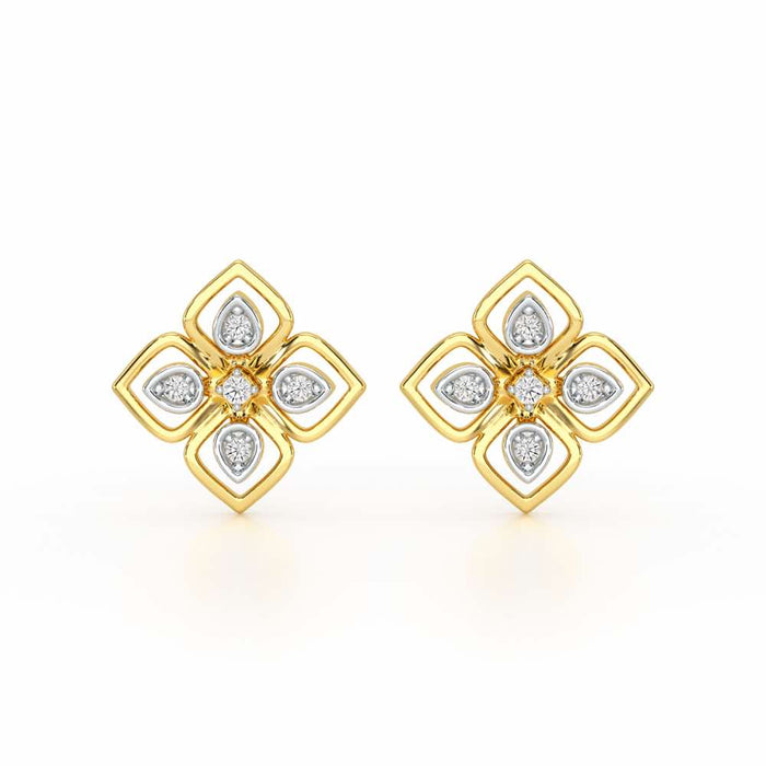 Bettie Flowers Silver Earring Studs - Yellow Gold - Image 1