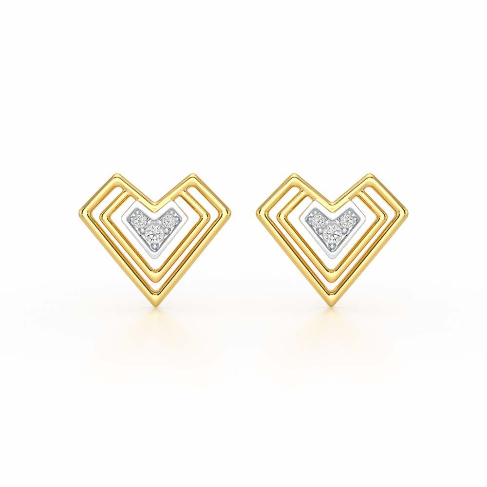 Perfect Pointers Silver Earring Studs - Yellow Gold - Image 1