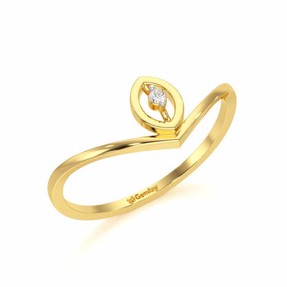 Vertical Eye Silver Ring - Yellow Gold - Image 1