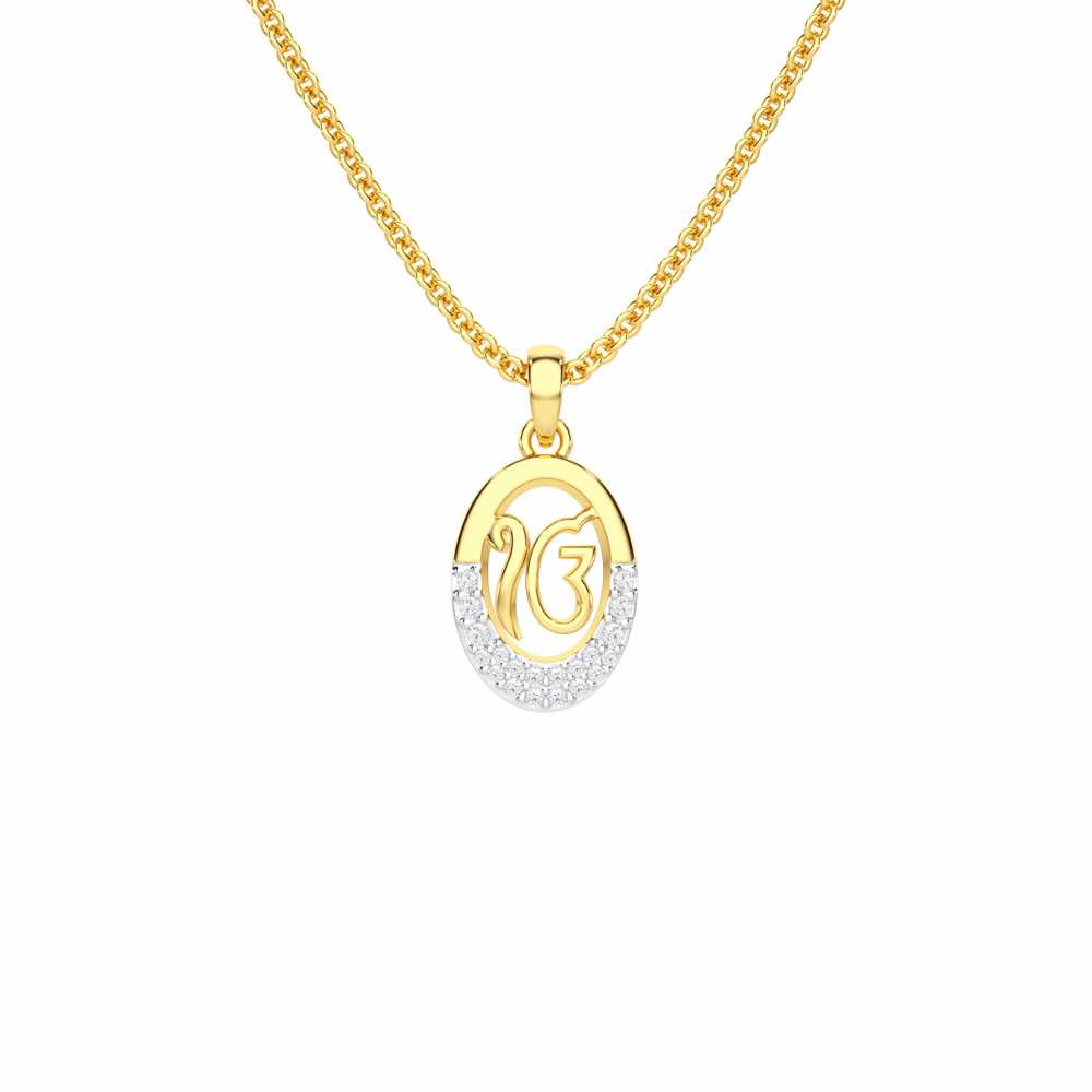 Onkar Shakti Silver Pendant - Yellow Gold - Image 1