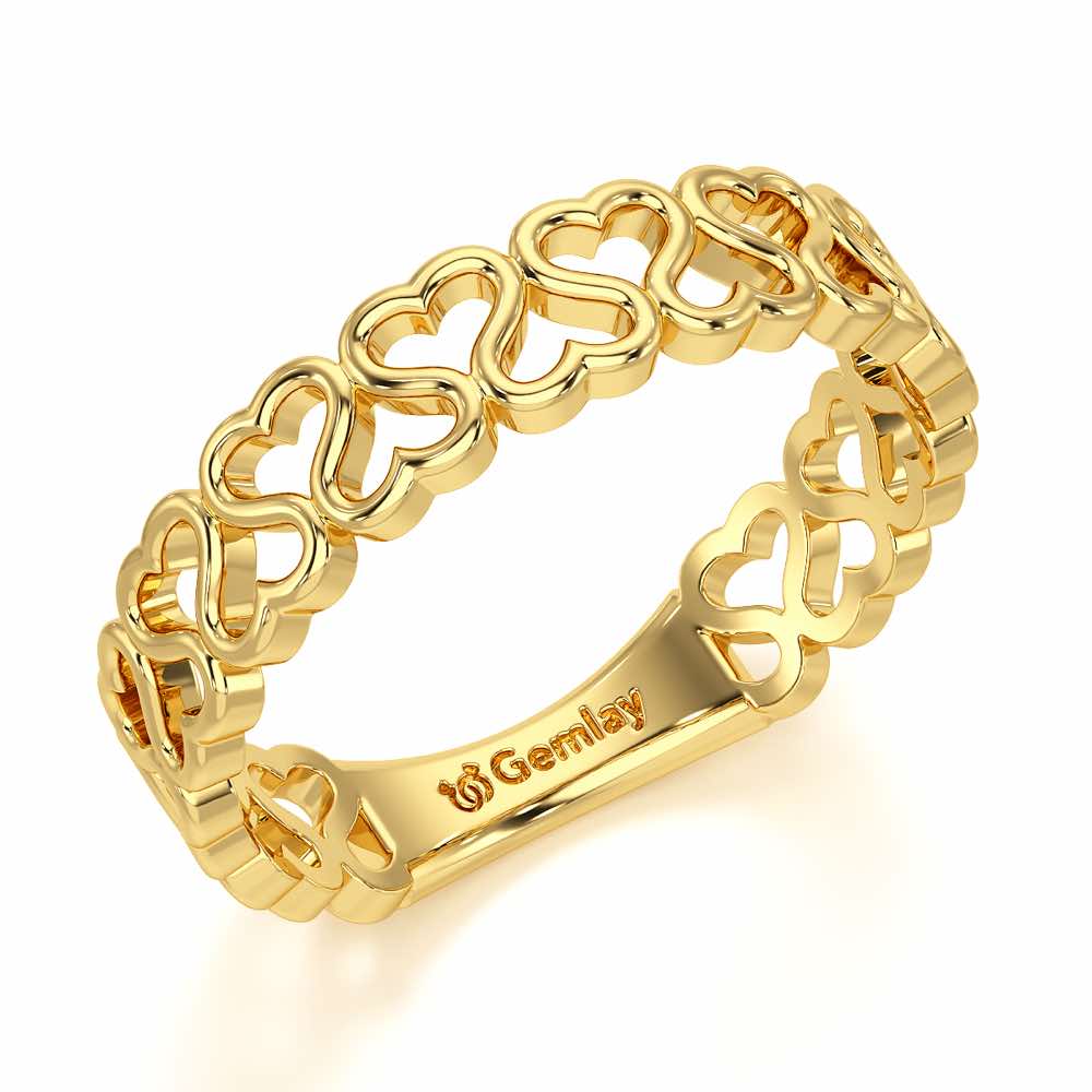 Heart Ziggle Silver Ring - Yellow Gold - Image 1