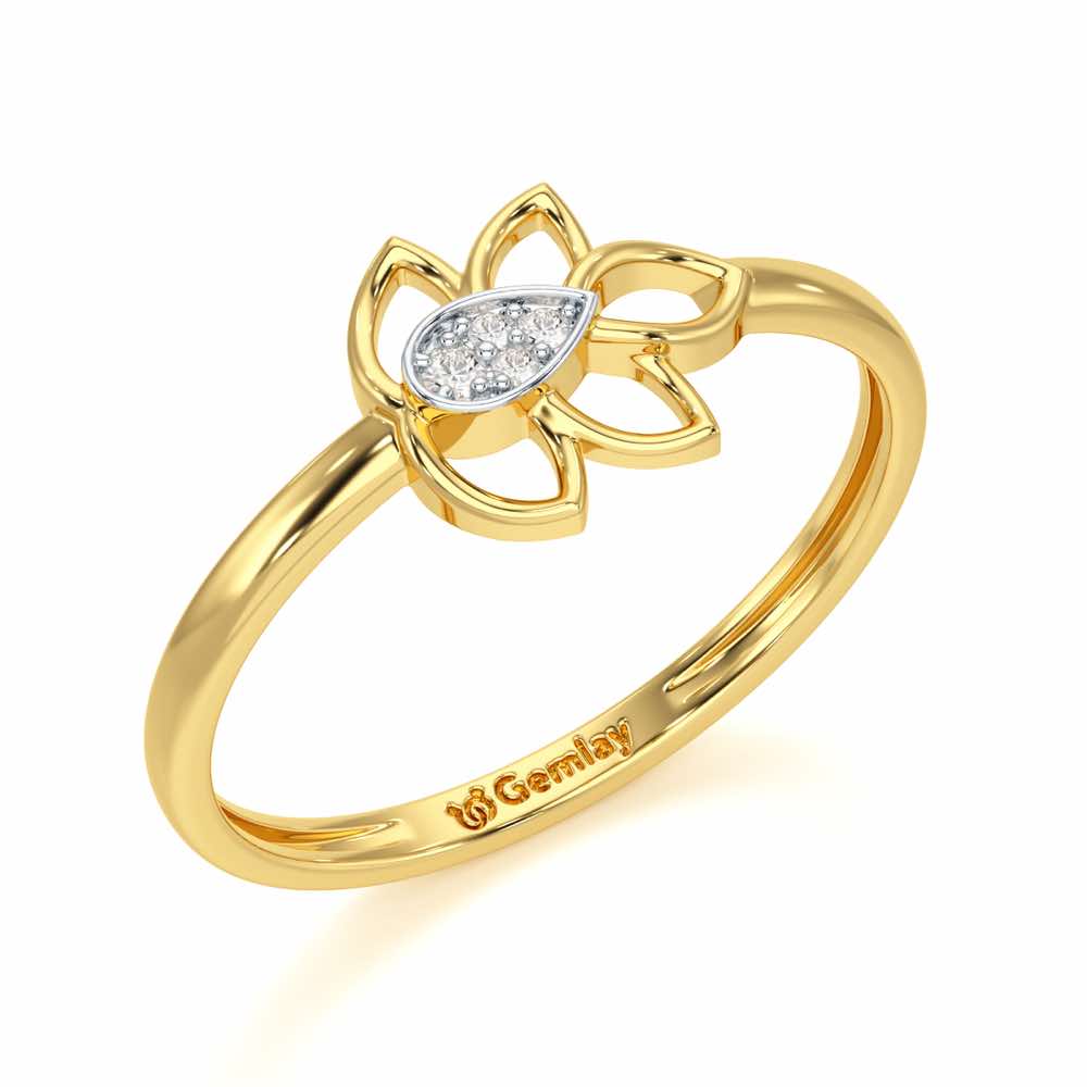 Side Vine Silver Ring - Yellow Gold - Image 1