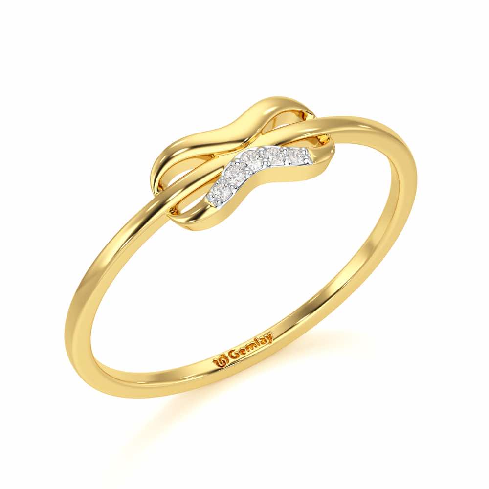 Quirky Wave Silver Ring - Yellow Gold - Image 1