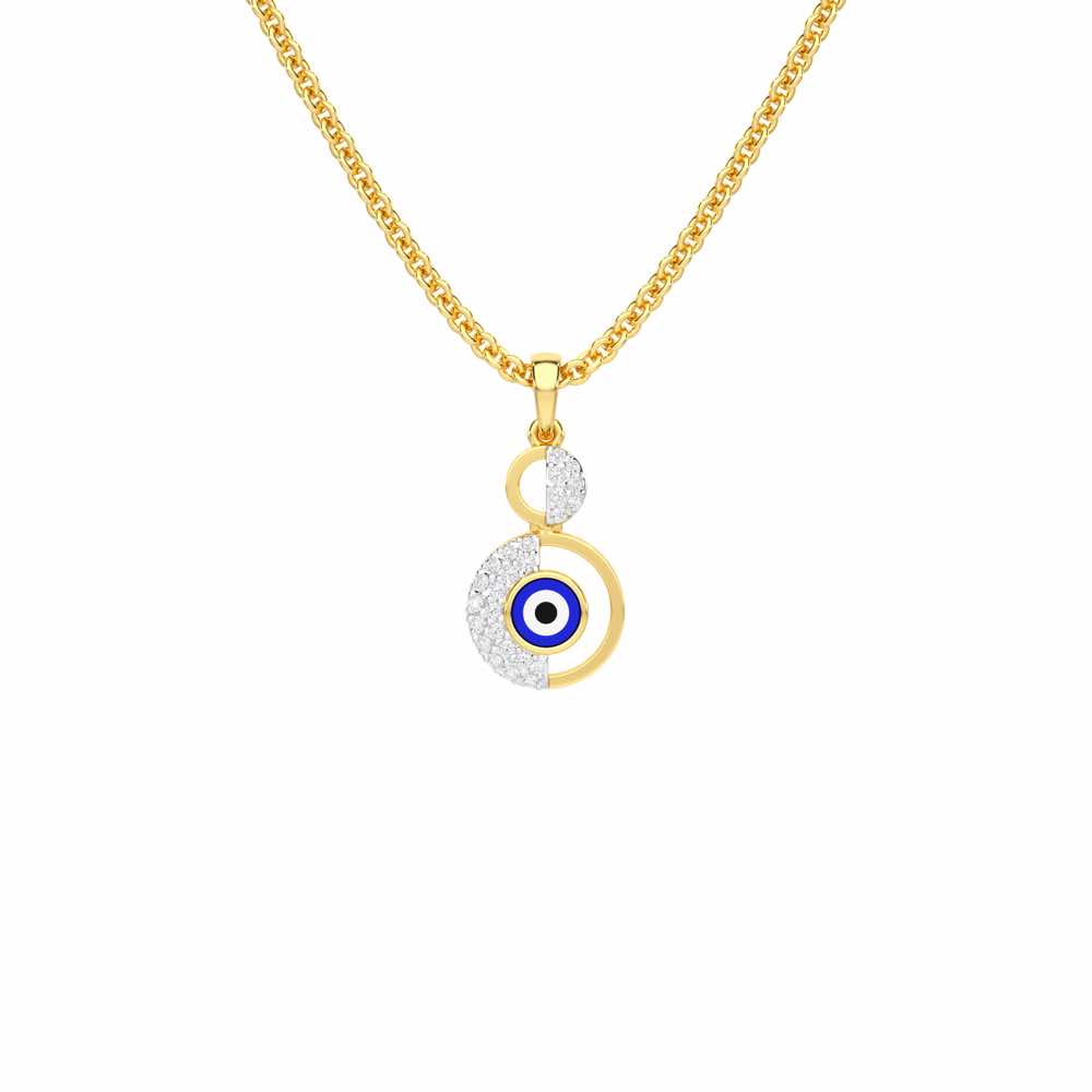 Evil Eye Sentinel Silver Pendant - Yellow Gold - Image 1