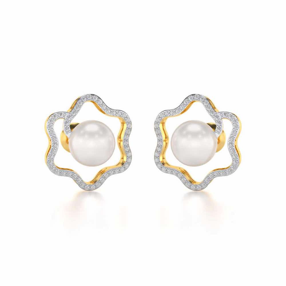 Little Shine Silver Pearl Earrings - Yellow Gold - Image 1