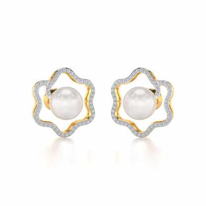 Little Shine Silver Pearl Earrings - Yellow Gold - Image 1