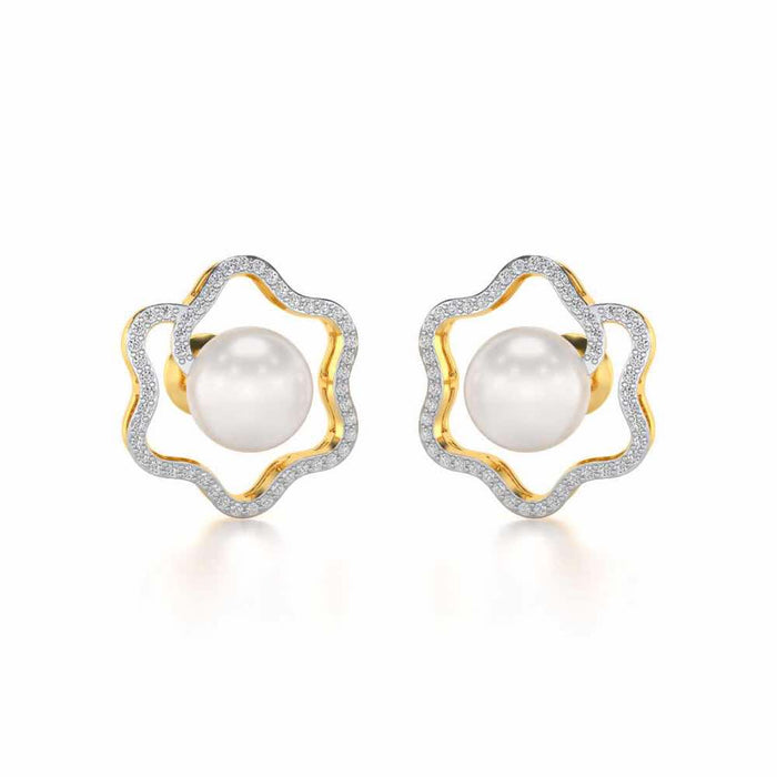 Little Shine Silver Pearl Earrings - Yellow Gold - Image 1