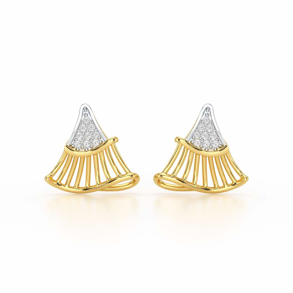 Shiny Skirts Silver Earring Studs - Yellow Gold - Image 1