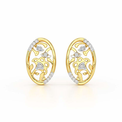 Ornate Glow Silver Earring Studs - Yellow Gold - Image 1