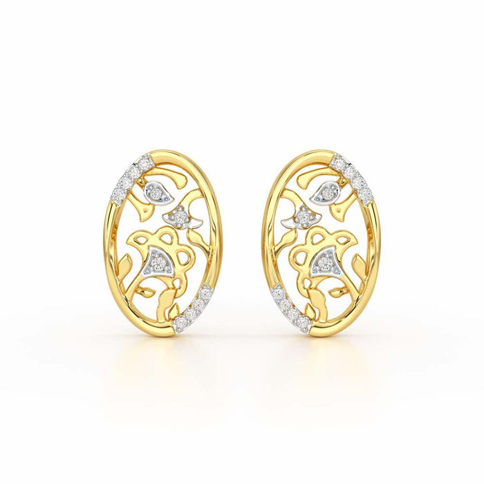 Ornate Glow Silver Earring Studs - Yellow Gold - Image 1